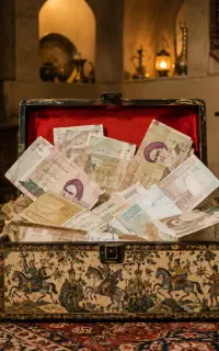 صندوق قدیمی پر از اسکناس
