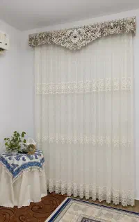 پرده توری/حریر گلدار ۲ متری