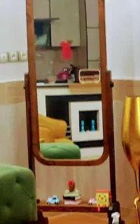 ایینه قدی ساعت و جا سیب زمینی طرح چوب