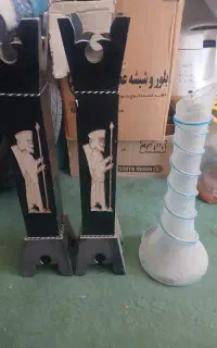 گلدان گل بامبو و دوعدد پایه گل چوبی