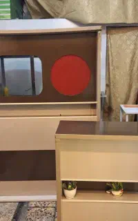 دکوری ام دی اف و سه عدد میز دوتا ام دی اف یکی فلز