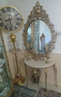 آیینه و شعمدان برنز