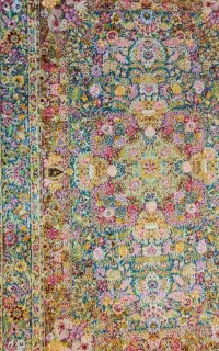 فرش ابریشم زرنیم پراز گل