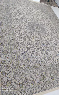 فرش ۱۲ متری دست باف پشم رنگ نقره ای