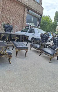 ست میز وصندلی ومبل اداری کلاسیک در حد نو
