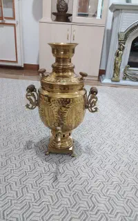 سماور زغالی برنجی ورق سنگین 6لیتری