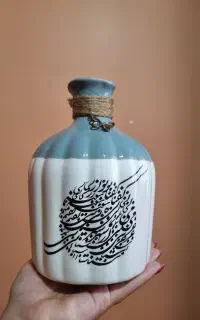 گلدان سرامیکی طرح سیاه مش