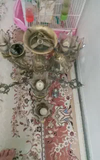 لوستر ۳ شاخه دوبل طرح برنج