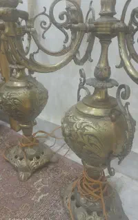 اباژور و شعمدان  عتیقه برنز وزن بالا و لگن نقره
