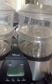 بخارپز و هواپز دو قلو در دوطبقه