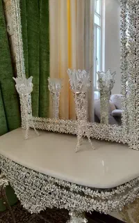 آیینه شمعدان طرح نقره