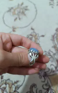 انگشتر عقیق یاسی رگه دار
