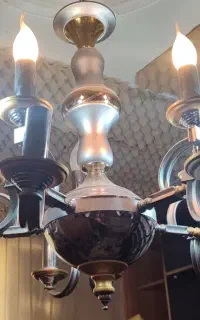 لوستر ۵ شعله برنجی کاملا نو با ۱۵ چرغ