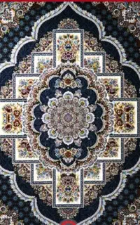 فرش۹متری۷۰۰شانه۲۵۵۰تراکم سورمه ای دستباف گونه