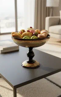 شیرینی خوری پایه بلند چوب و خاتم