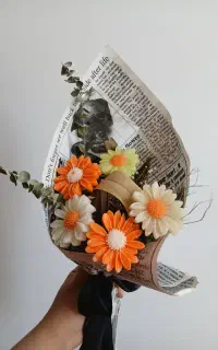 دسته گل شمع با تزئین و رنگ دلخواه