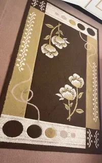 فرش گل برجسته کرم قهوه ای