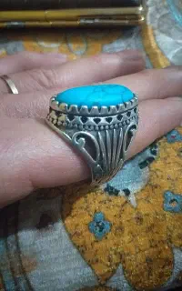 انگشتر فیروزه رکاب نقره شماره دار بسیار زیبا