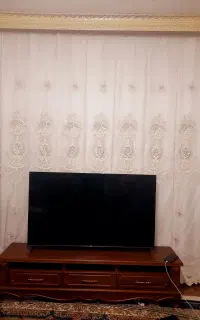 پرده حریر و ساتن مدل فلت در حد نو