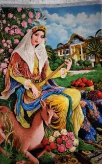 تابلو فرش ماه رخ مینیاتور استاد فرشیان