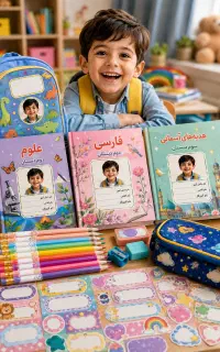 ساخت برچسب کتاب با عکس کودک + استیکر اسم مداد
