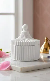 شمع عطری و دکوری درب‌‌دار مدل مرمرخیال
