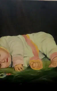 تابلو رنگ روغن خواب نوزاد