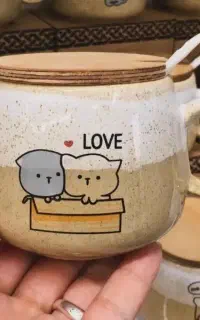 ماگ عروسکی درب چوبی قاشق دار جعبه کادویی