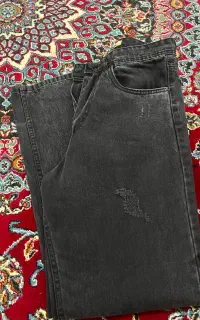 شلوار نیم بگ جین رنگ ذغالی