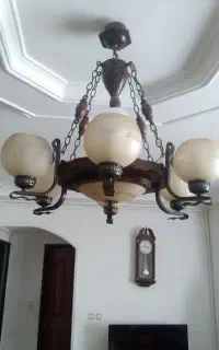 لوستر ۶ شاخه تلفیقی از چوب و فلز