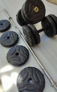 30 کیلو صفحه وزنه یک جفت دسته دمبل و میله هالتر