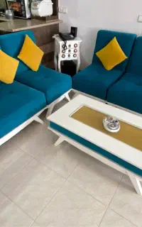 مبل ال ۶نفره + جلو مبلی (تمام چوب راش بسیار تمیز