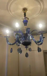 لوستر آبی کریستال ۶ شاخه