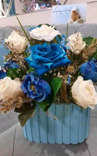 دوعدد گلدان گل  باگلدان های سرامیکی