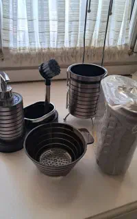 ست جا مایع واستند قاشق وتفاله گیر و جا پودری