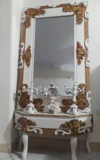 اینه کنسول سفیدوطلای