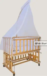 گهواره و تخت کنار مادر چوبی مدل بالین وود