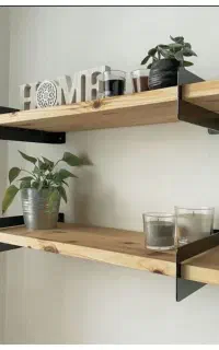 شلف دیواری تمام چوبی مدل مینیمال یراق فولادی