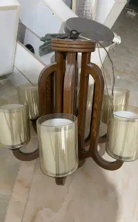 لوستر ۶ شعله چوبی
