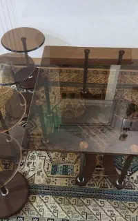 میز و گل میز شیشه ای و چوبی