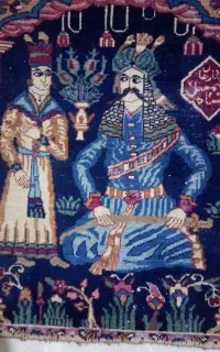 فرش تصویری صفوی عتیقه کلکسیونی