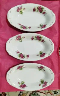 سه عدد ظرف مربا خوری گل سرخی قدیمی