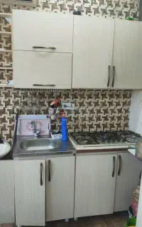 کابینت گاز صفحه شیشه ای  ظرفشویی با شیرآلات