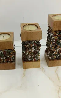 جاشمعی سه تایی چوبی