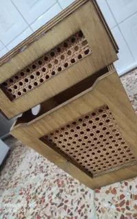 سطل زباله و جا دستمال کاغذی چوبی تزیینی و کاربردی