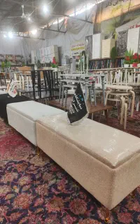 نیکمت دو نفره باکس دار صندوقی پارچه تدی پایه فلزی