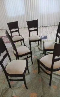 میز غذاخوری و صندلی 6 نفره تمام چوب در حد نو