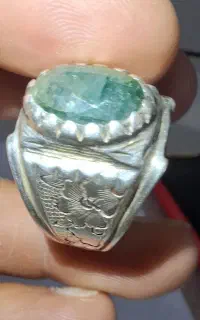 انگشتر زمرد،نقره درجه یک پنبه،دست ساز