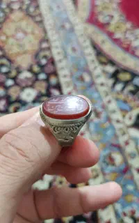 انگشتر عقیق سرخ طرح رکاب آهو