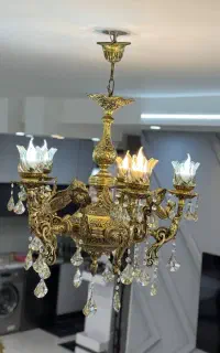 لوستر برنجی ۵ شاخه